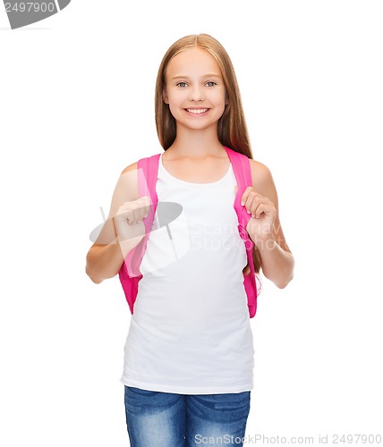 Image of smiling teenage girl in blank white tank top