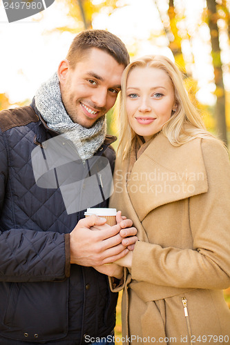 Image of romantic couple in the autumn park