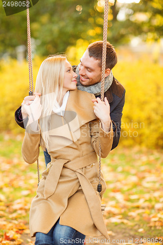 Image of romantic couple in the autumn park