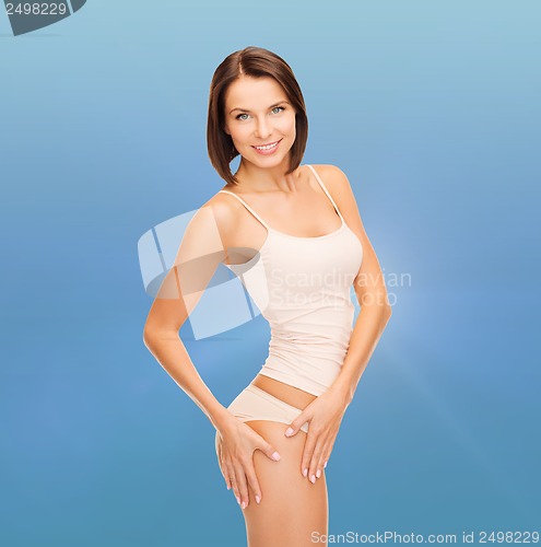 Image of woman in cotton underwear showing slimming concept