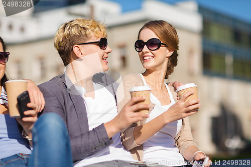 Image of group of students or teenagers hanging out