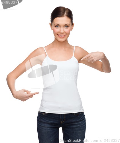 Image of woman in blank white shirt