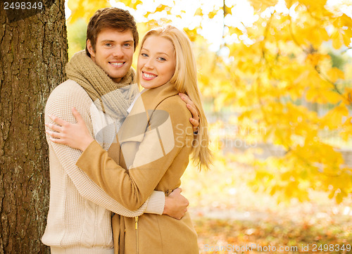 Image of romantic couple in the autumn park