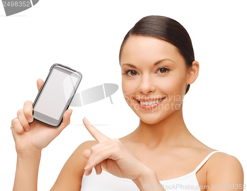 Image of happy woman with smartphone