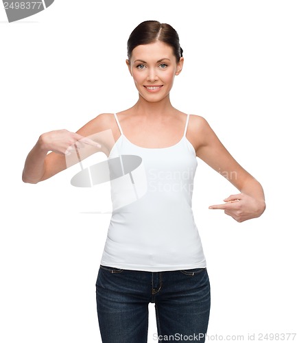 Image of woman in blank white shirt