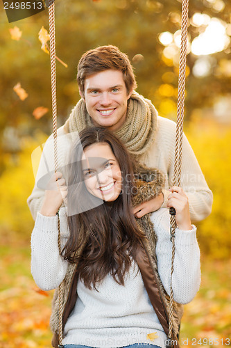 Image of romantic couple in the autumn park