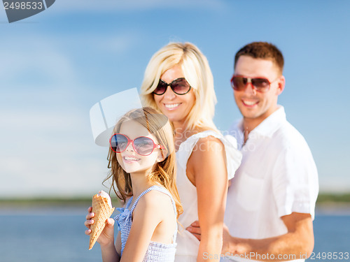 Image of happy family eating ice cream