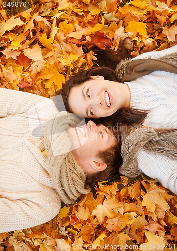 Image of romantic couple in the autumn park