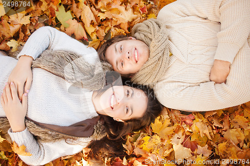 Image of romantic couple in the autumn park