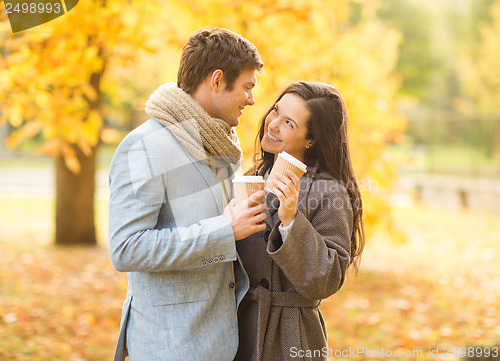 Image of romantic couple in the autumn park