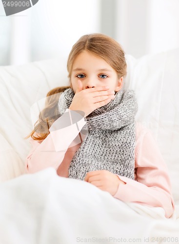 Image of ill girl with flu at home