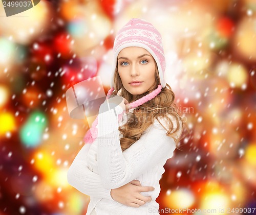 Image of beautiful woman in winter hat