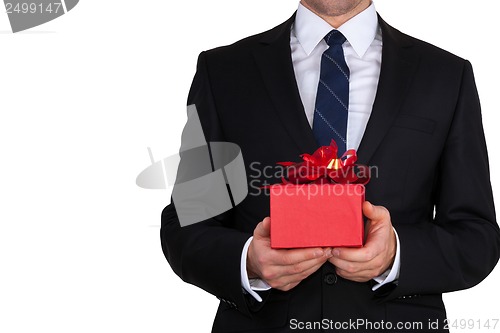 Image of Businessman with gift box