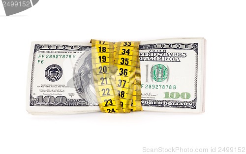 Image of Dollar banknote and measure tape