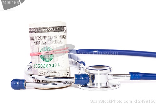 Image of Doctor stethoscope with dollars