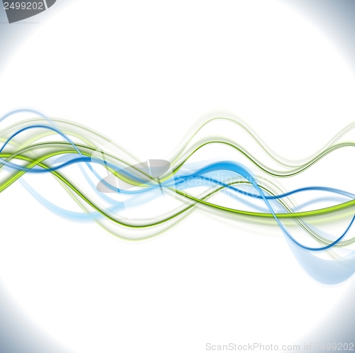 Image of Blue and green vector waves background