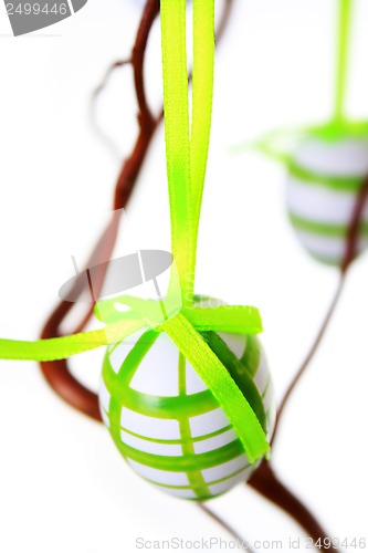 Image of Easter egg green and white with white background