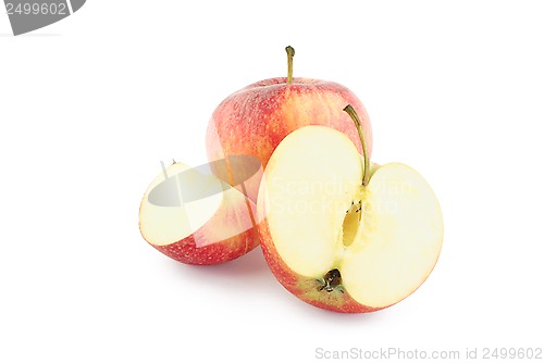 Image of Red apple, half and a slice