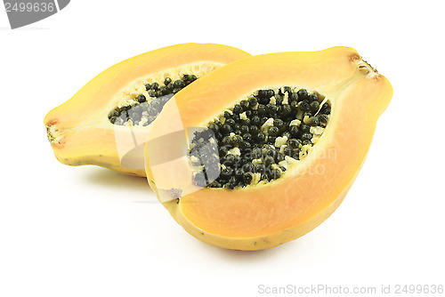Image of Two halves of papaya
