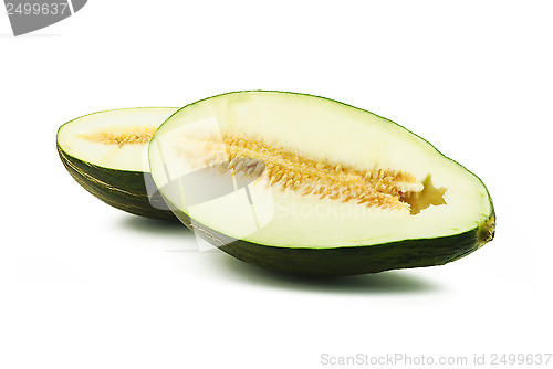 Image of Two halves of piel de sapo melon