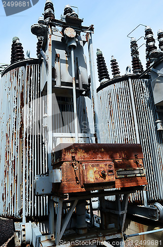 Image of old rusty transformer substation 