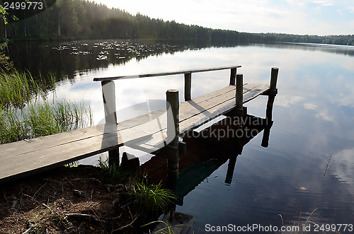 Image of lake and the old wooden jetty