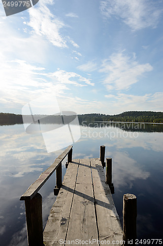 Image of lake and the old wooden jetty