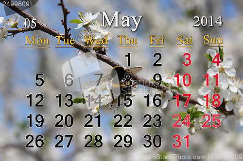 Image of calendar for the May of 2014 year