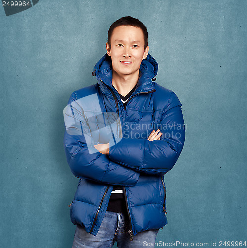 Image of Asian Man in Down Padded Coat