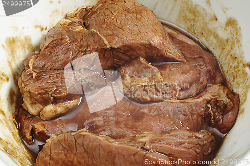 Image of Beef marinading closeup