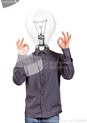 Image of Hipster Lamp Head Man Shows OK