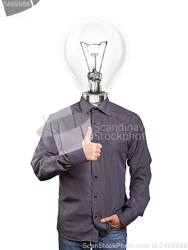 Image of Hipster Lamp Head Man Shows Well Done