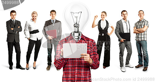 Image of Business Team With Lamp Head