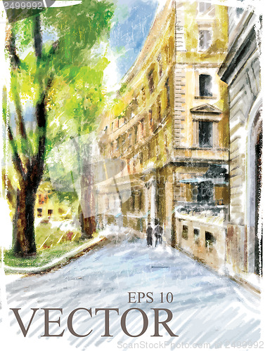 Image of Illustration of city street. 