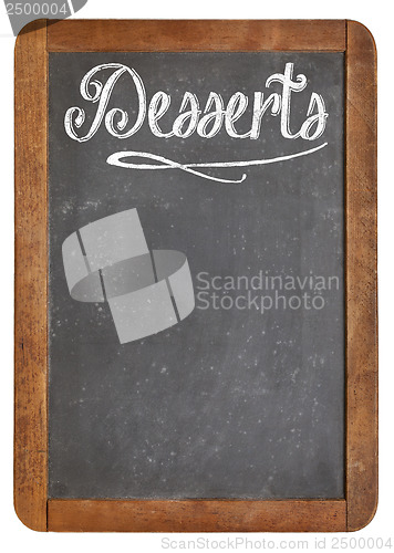 Image of desserts menu on blackboard