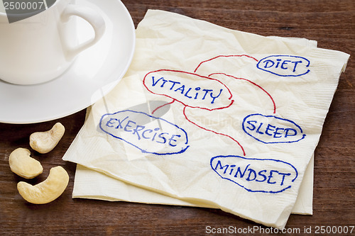 Image of diet, sleep, exercise and mindset - vitality