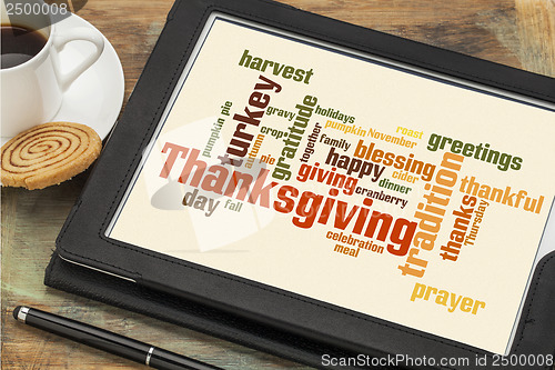 Image of Thanksgiving celebration cloud word