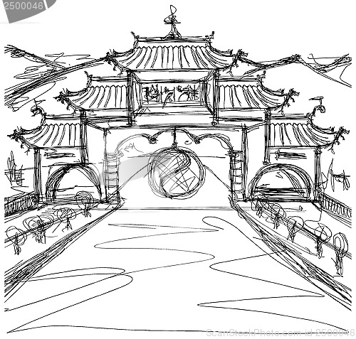 Image of Vector Sketch background with china