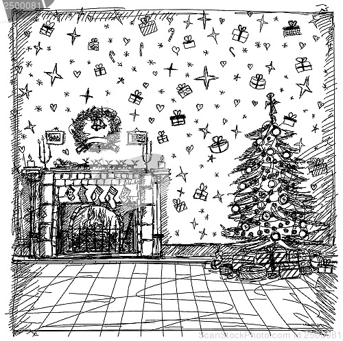 Image of Vector Sketch background with Christmas