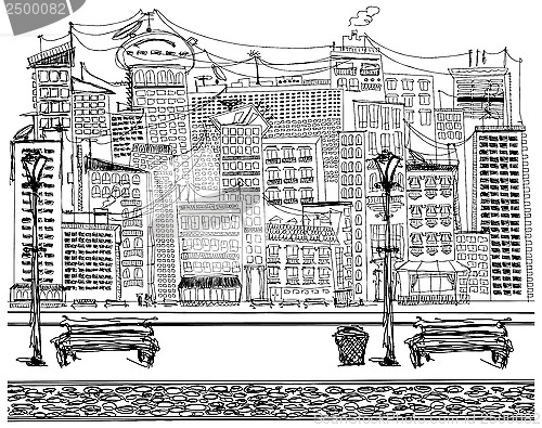 Image of Vector Sketch background with city