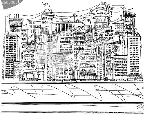 Image of Vector Sketch background with city