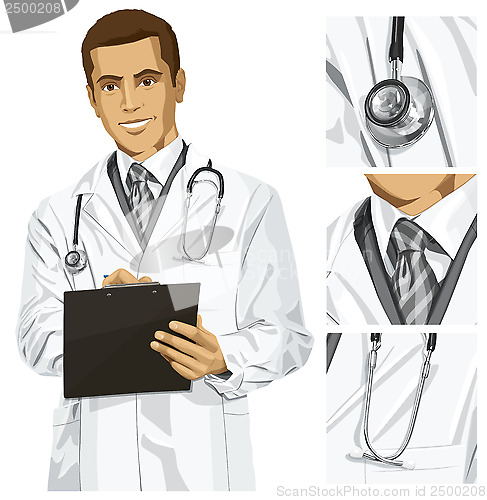 Image of Vector Doctor Man With Clipboard