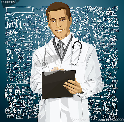 Image of Vector Doctor Man With Clipboard