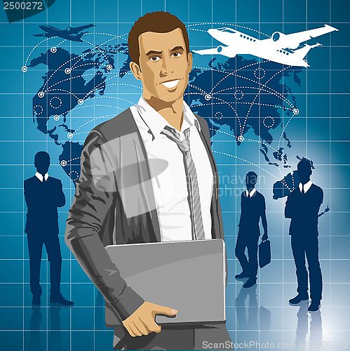 Image of Vector Businessman With Laptop