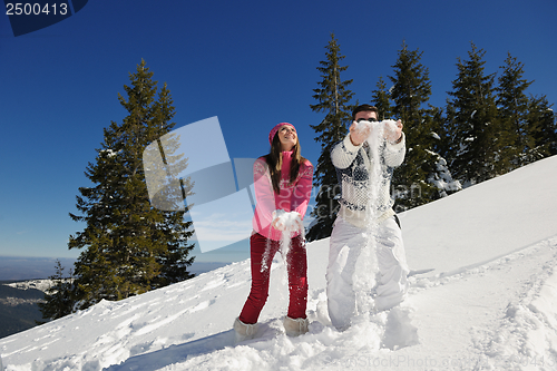 Image of young couple on winter vacation