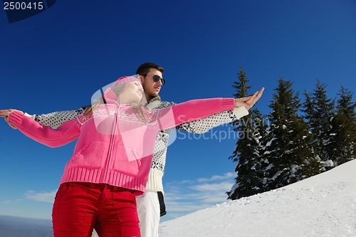 Image of young couple on winter vacation