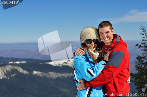 Image of young couple on winter vacation