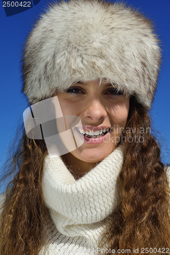 Image of happy woman at winter