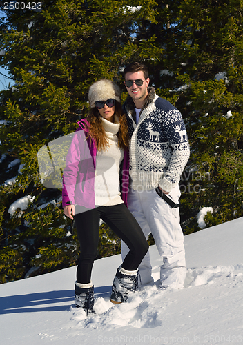 Image of young couple on winter vacation