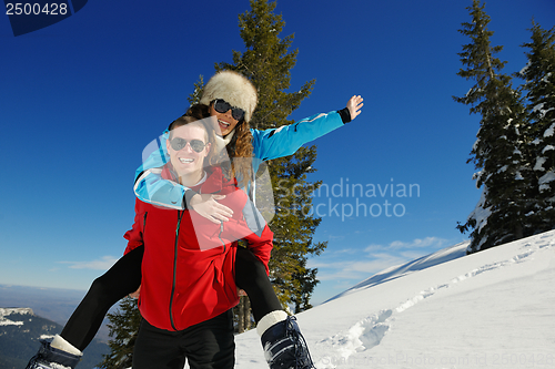 Image of young couple on winter vacation